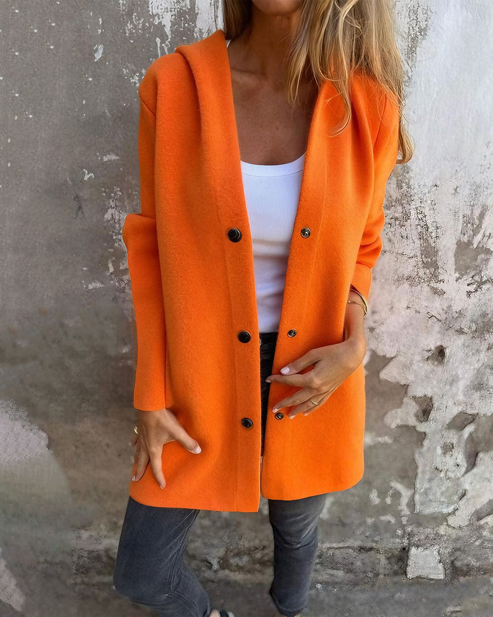 Casual Single Breasted Hooded Jacket