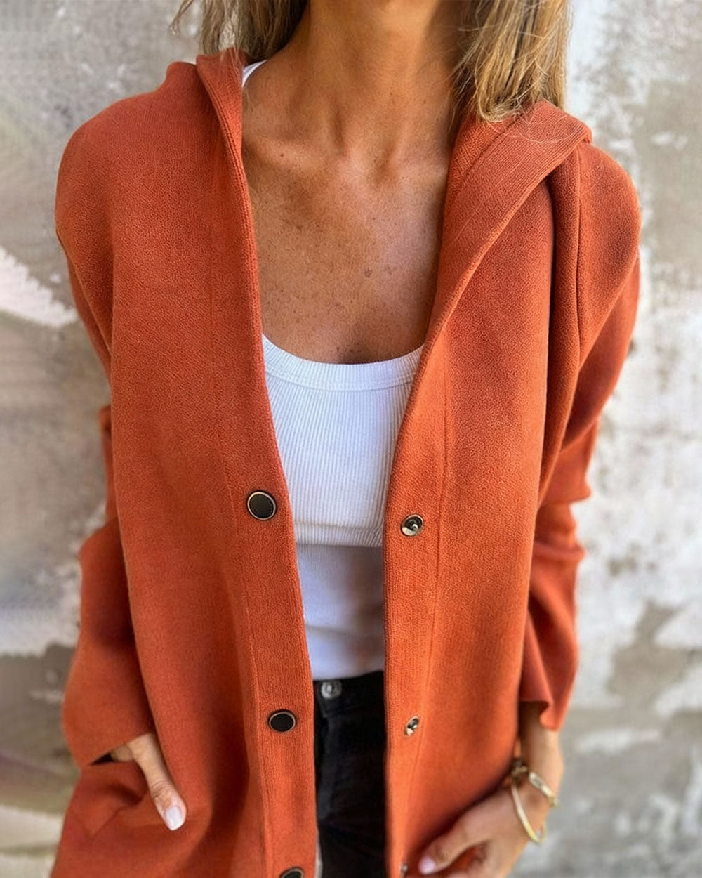 Casual Single Breasted Hooded Jacket