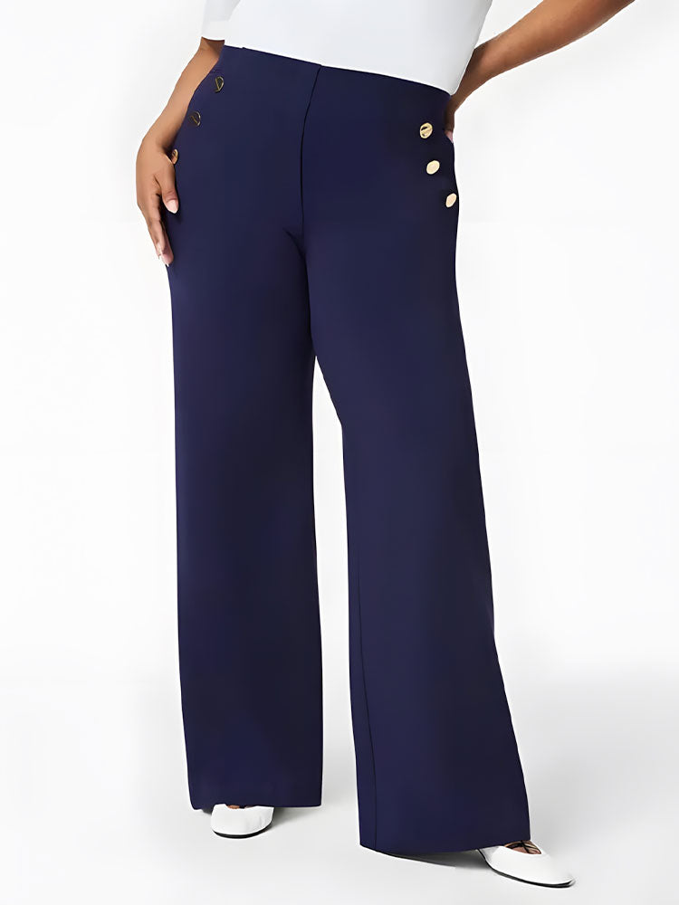 🎁Tummy Control Button Wide Leg Pant