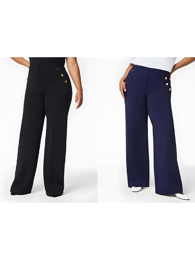 🎁Tummy Control Button Wide Leg Pant