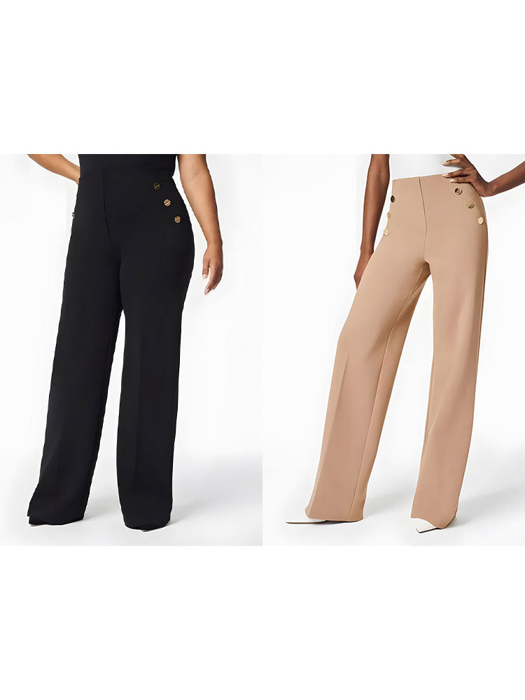 🎁Tummy Control Button Wide Leg Pant