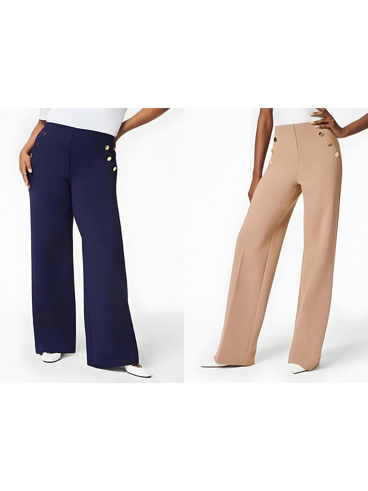 🎁Tummy Control Button Wide Leg Pant