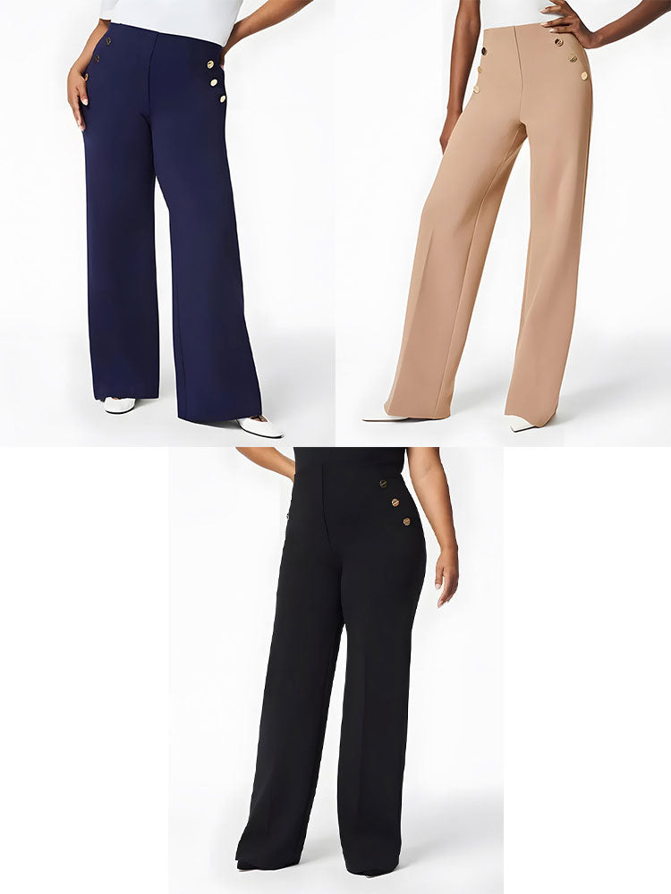 🎁Tummy Control Button Wide Leg Pant