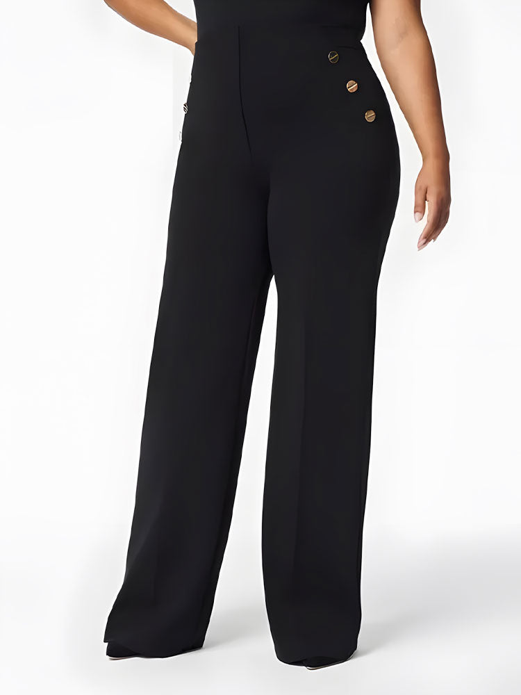 🎁Tummy Control Button Wide Leg Pant
